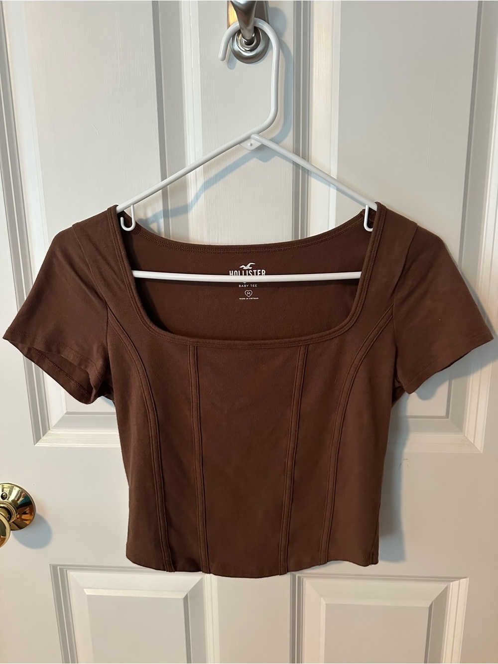 Hollister Chocolate Brown Square-Neck Short Sleeve Top